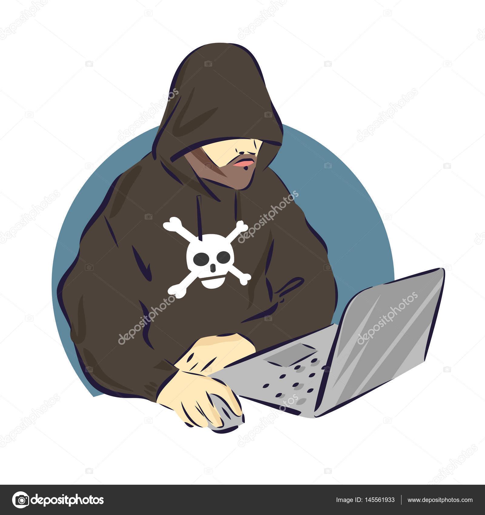 Hacker Com Laptop No Colo PNG , Crime, Criminoso, Desenho Animado