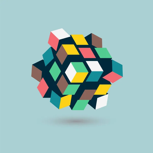 Forma abstracta de cubos 3d, concepto de team building, ilustración vectorial — Vector de stock