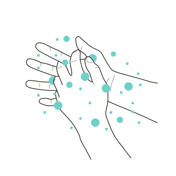 Ellerini yıka, kabarcıklar adıma, vektör çizim soap