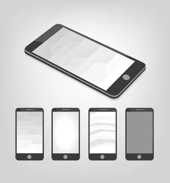Conjunto de fondos vectoriales blancos y grises en el diseño del teléfono inteligente — Vector de stock