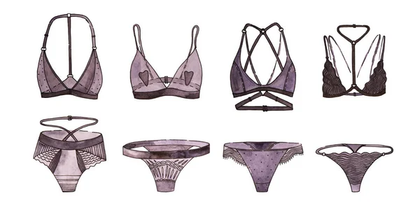 Watercolor bra set, fashion brasserie collection, vogue style