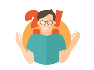 Kızgın adam gözlüklü. Öfke adam. Düz tasarım simgesi. Sade bir şekilde düzenlenebilir izole vektör çizim