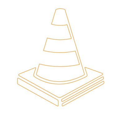 Trafik koni, fütüristik satırı vektör simgesi