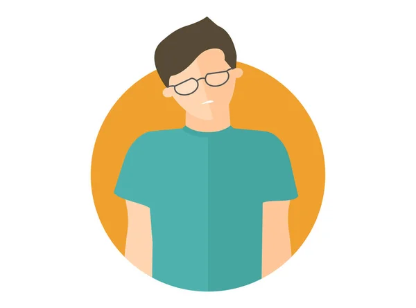 Chico débil, triste, deprimido con gafas. Icono de diseño plano. Hombre guapo con depresión débil emoción. Simplemente editable aislado en el signo de vector blanco — Vector de stock