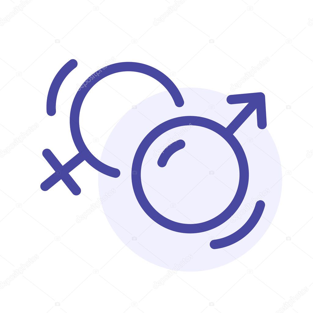 Male and female sex line icon. Sexes, sexology sign. Vector web button