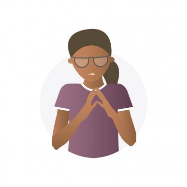 Sinsi siyah kadın, daire degrade vektör simgesi