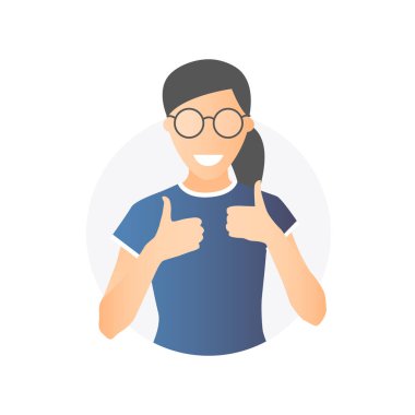 Mutlu, neşeli kız, daire degrade vektör simgesi