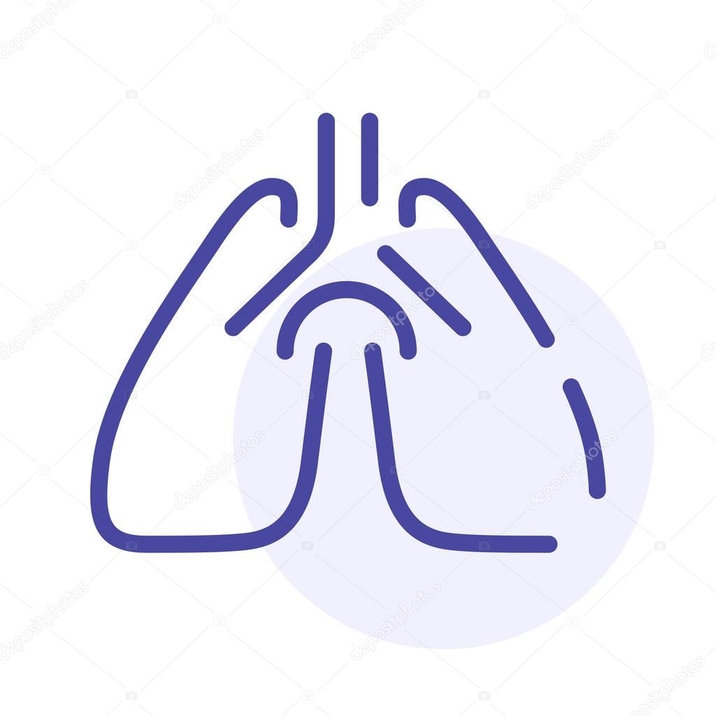 Pulmonology vector line icon, abstract lungs sign