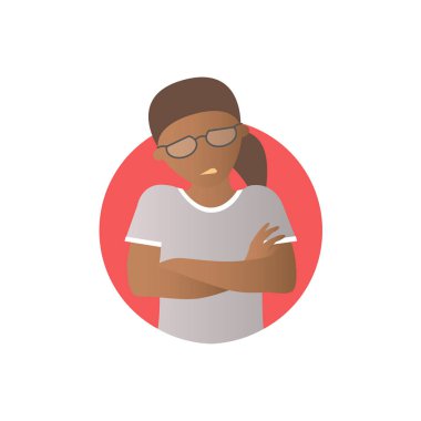 Acı ifadesi, siyah kız acı çekiyor, daire degrade vektör simgesi