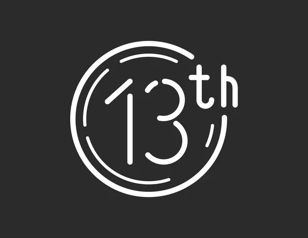 Dertiende logo, dertien vector teken, 13e pictogram — Stockvector