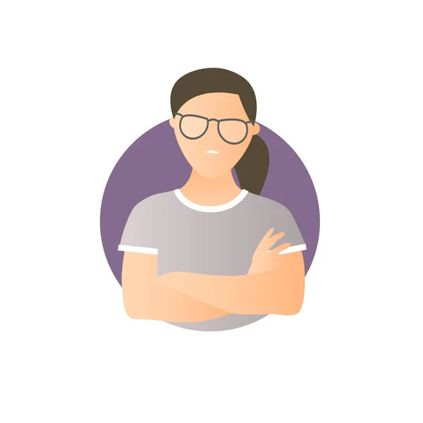 Orgullosa, mujer sobreorgullosa, icono de vector gradiente plano — Vector de stock