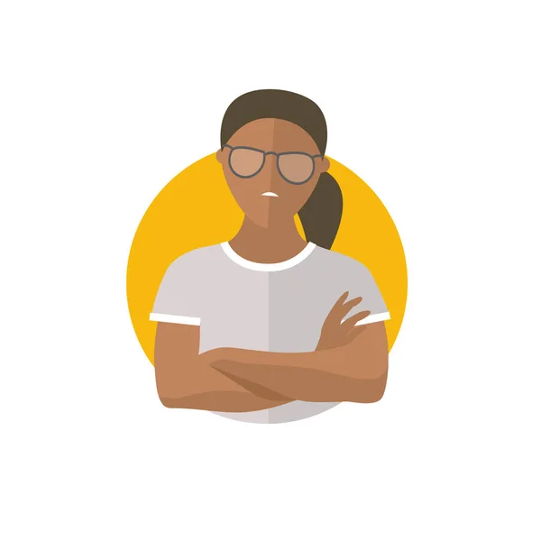 Orgullosa, mujer negra sobreorgullosa, icono de vector plano — Vector de stock