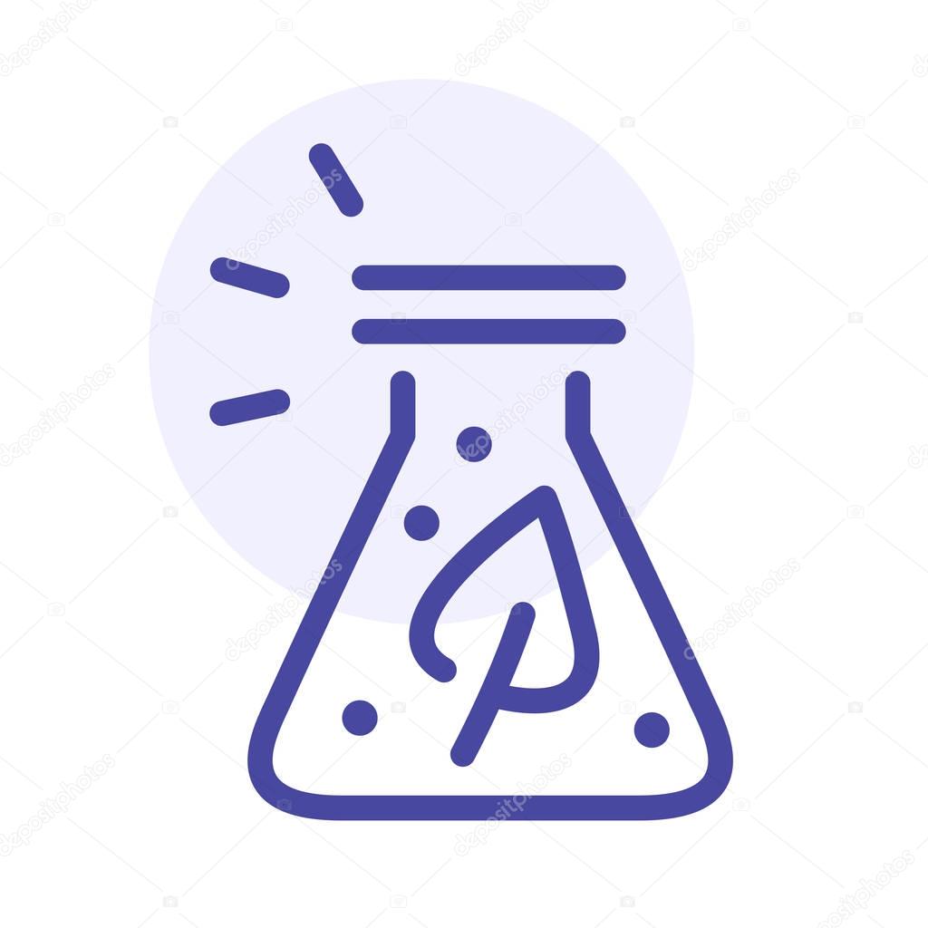 Phytotherapy line icon. Beaker and leaf vector sign