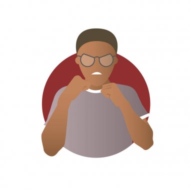 Saldırganlık ifade, siyah adam saldırı, dövüş. Daire degrade vektör simgesi