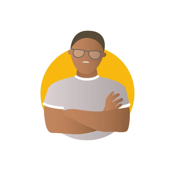 Orgulhoso, homem negro orgulhoso, ícone de vetor de gradiente plano —  Vetores de Stock