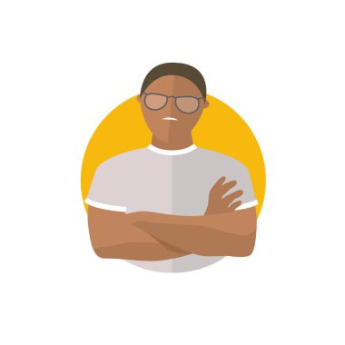 Gurur, overproud siyah adam, düz vektör simgesi