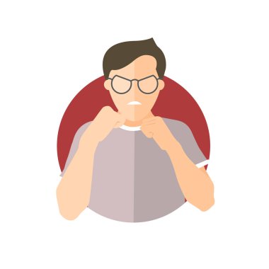 Saldırganlık ifade, adam saldırı, dövüş. Düz vektör simgesi