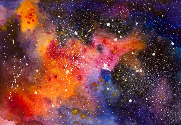 Espaço exterior aquarela abstrato com fundo de estrelas — Fotografia de Stock