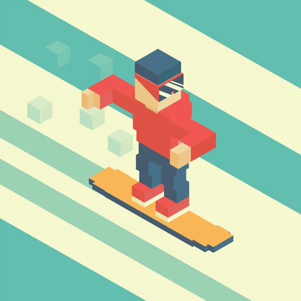 Snowboardzista w formie kostek, snowboard ilustracja wektorowa — Wektor stockowy
