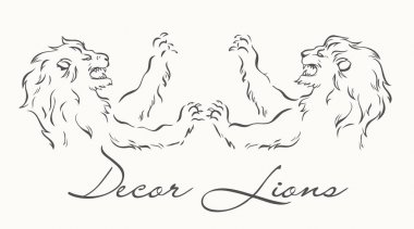 Hanedan aslan, vektör mürekkep grafik illüstrasyon
