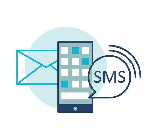 SMS, notificación de correo electrónico para el icono del vector smartphone — Vector de stock
