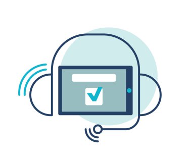 Kulaklık mikrofon kulaklık smartphone simgesi, çağrı merkezi desteği ile vektör işareti