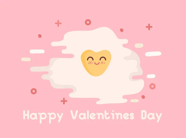 Feliz día de San Valentín Vector Illustration. Tortilla en forma de corazón, yema de huevo. Estilo plano libre — Vector de stock