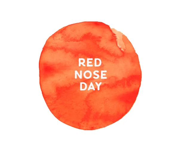 Red Nose Day brushy watercolor poster, circle composition, square format