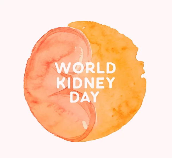 World Kidney Day brushy watercolor poster, circle composition, square format