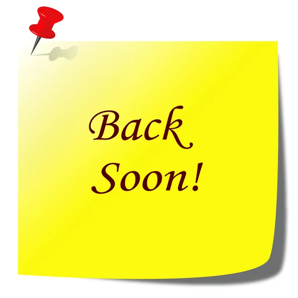 Back soon paper note — Stock Photo, Image
