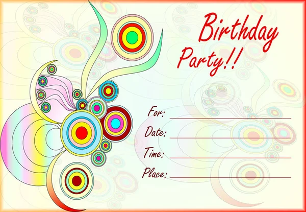 Çocuklar için renkli doğum günü partisi davetiyesi — Stok fotoğraf
