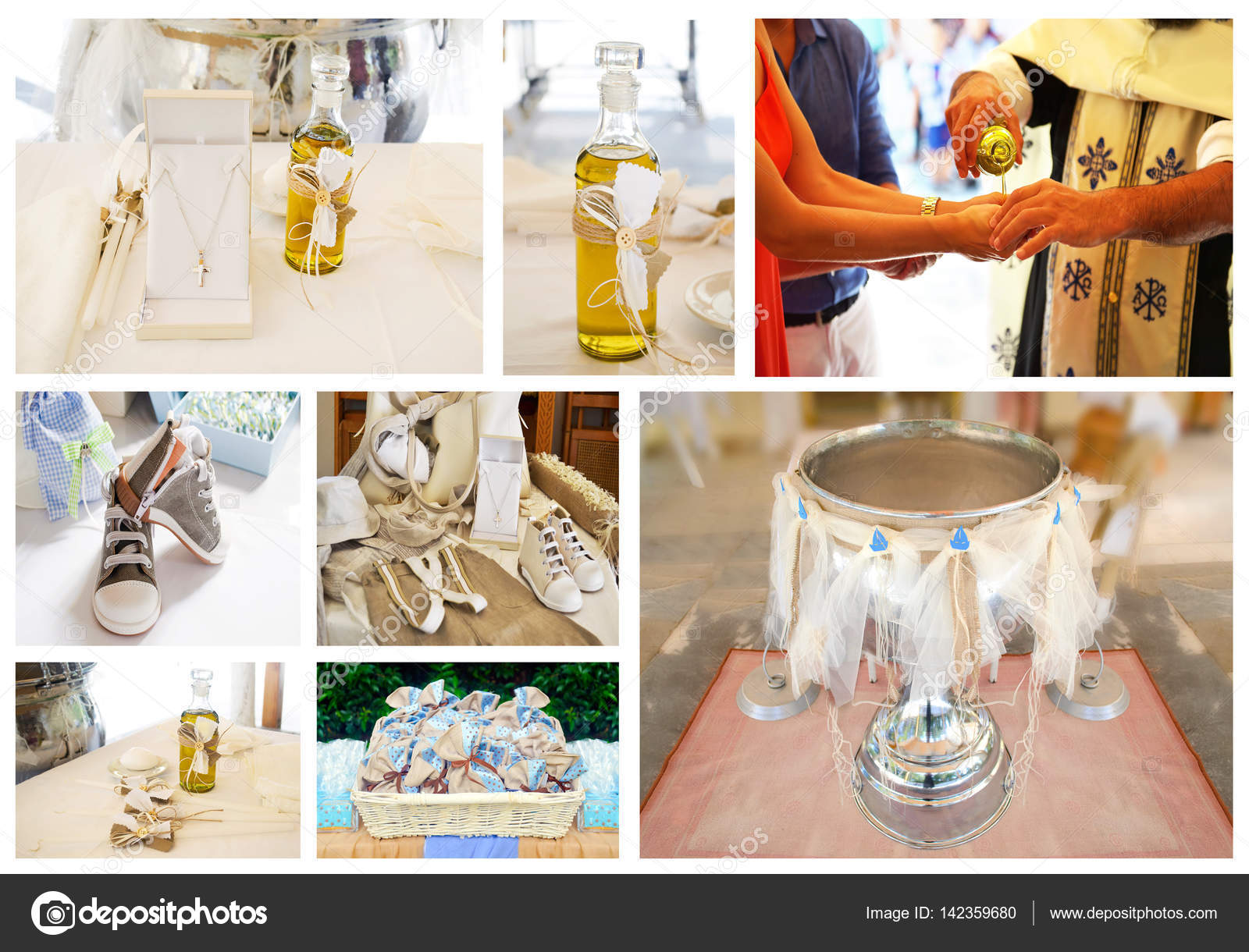 Greek Orthodox christening collage — Stock Photo © photo_stella #142359680