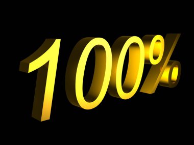 Altın yüz yüzde siyah arka plan 3d render 