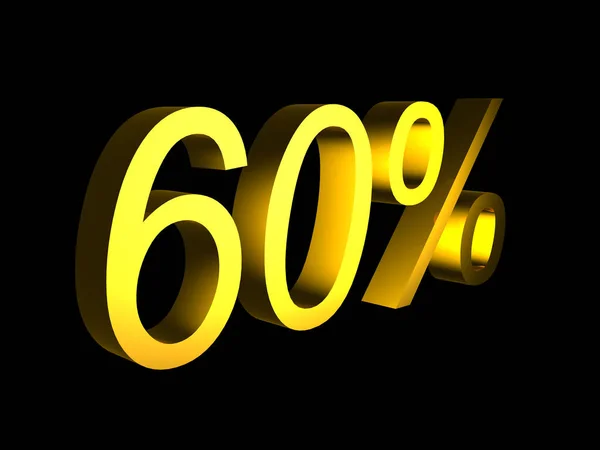 Golden sixty percent on black background 3d render — Stock Photo, Image