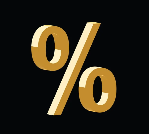 Golden 3d percent symbol vector — Stock Vector