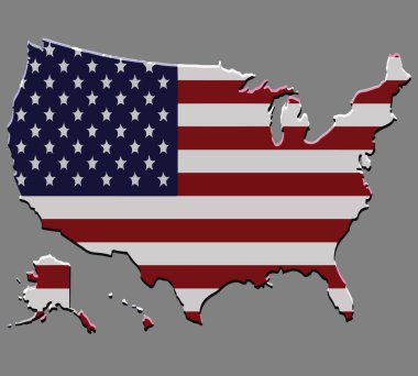 Amerikan bayrağı ile Amerika Birleşik Devletleri harita vektör