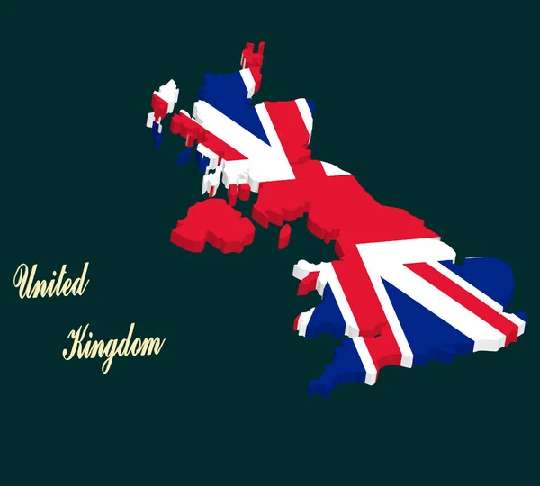 英語の旗とイギリス地図ベクトル — ストックベクタ