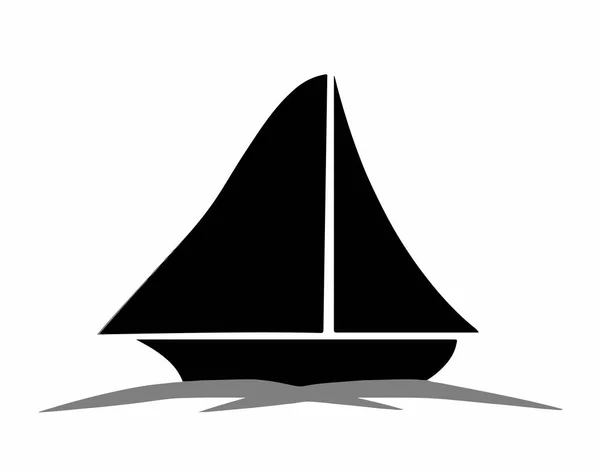 Zwarte zeilboot silhouet vector — Stockvector