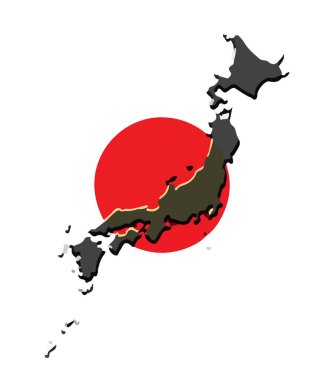 Japon bayrağı ile Japonya harita vektör