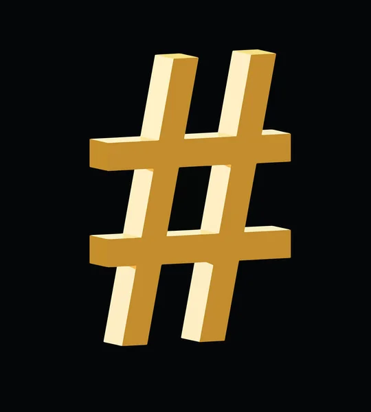 3d hashtag vetor símbolo dourado — Vetor de Stock