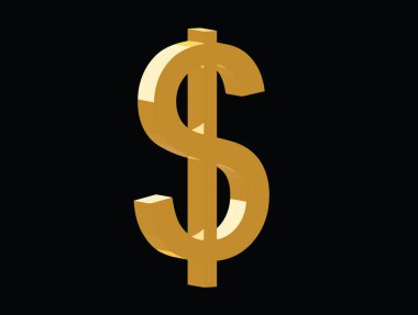 Altın dolar 3B vektör 