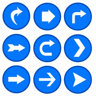 vektör set - mavi daireler okları