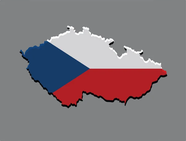 捷克共和国地图矢量与捷克国旗 — 图库矢量图片