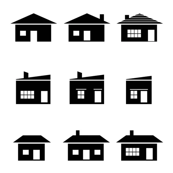 Neuf maisons ensemble vecteur - architecture structure de conception — Image vectorielle