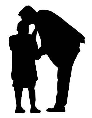 Baba ve kızı vektör - siyah siluetleri