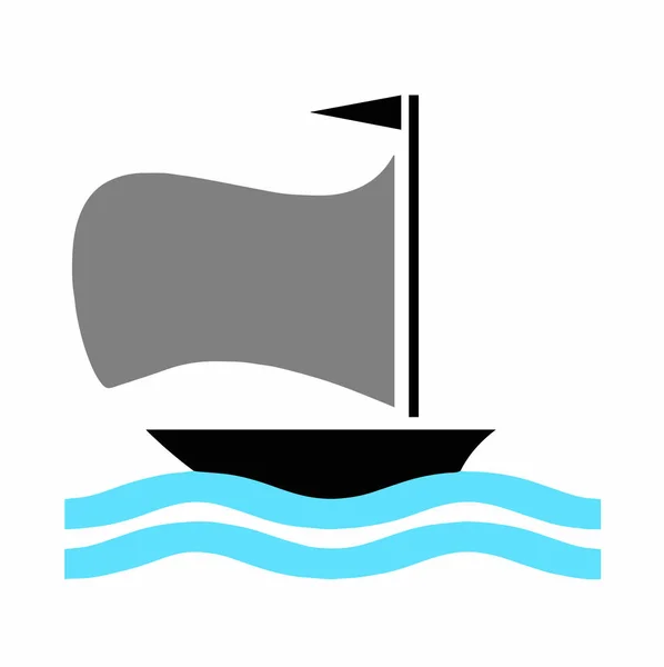 Boot vector met blauwe zee — Stockvector
