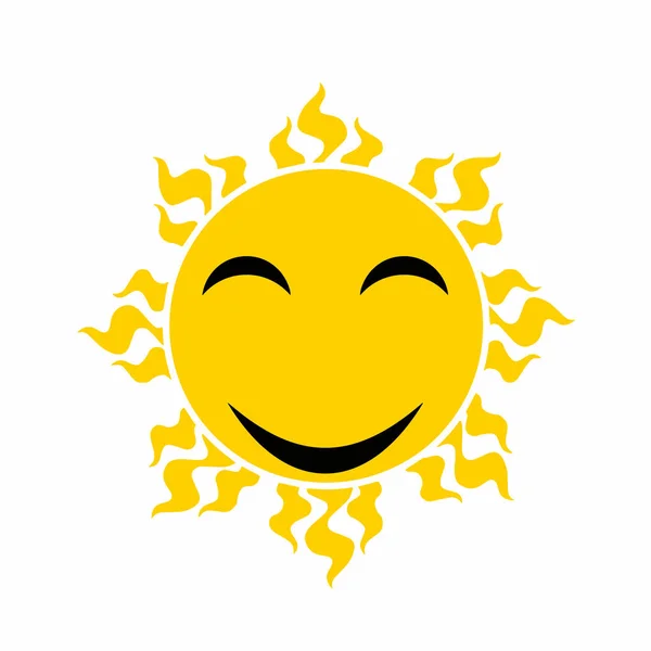 Amarillo sonriente vector solar - vector de dibujos animados — Vector de stock