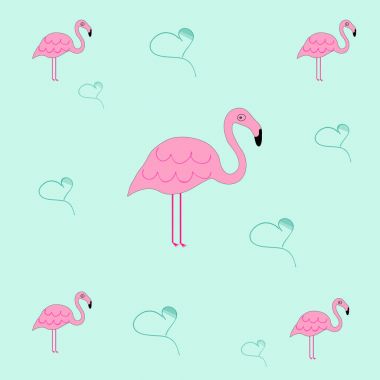 flamingo ve kalpleri ile sorunsuz tileable doku