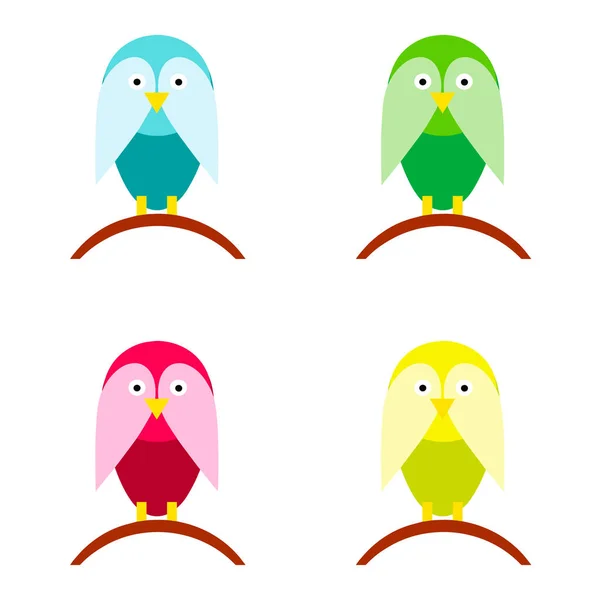 Uccello vettore cartone animato impostato in più colori — Vettoriale Stock