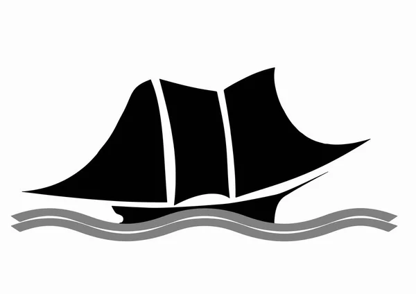 Zwarte silhouet zeilboot vector — Stockvector